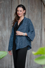 Load image into Gallery viewer, Blue Javanese Batik Rayon Kimono Jacket - Indigo Garden | NOVICA

