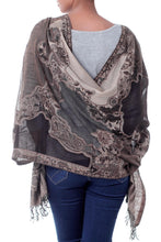 Load image into Gallery viewer, Warm Brown and Beige Wool Jamawar Shawl - Executive Elegance | NOVICA
