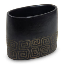 Load image into Gallery viewer, Black Terracotta Decorative Vase from Java - Dream Mist | NOVICA
