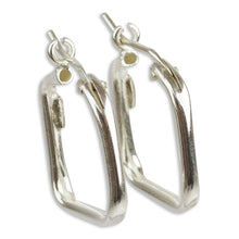 Load image into Gallery viewer, Sterling Silver Squared Modern Hoop Earrings - Goddess of the Lakes | NOVICA
