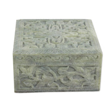 Load image into Gallery viewer, Hand-carved Natural Soapstone Decorative Box - Wild Roses | NOVICA
