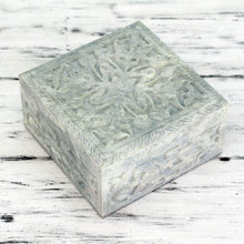 Load image into Gallery viewer, Hand-carved Natural Soapstone Decorative Box - Wild Roses | NOVICA
