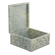 Load image into Gallery viewer, Hand-carved Natural Soapstone Decorative Box - Wild Roses | NOVICA
