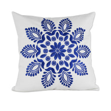 Load image into Gallery viewer, Blue and White Embroidered Floral Cushion Covers (Pair) - Blue Delhi Splendor | NOVICA

