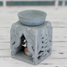 Load image into Gallery viewer, Oil Warmer Hand-carved of Soapstone - Agra Elephants | NOVICA
