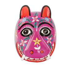 Load image into Gallery viewer, Artisan Crafted Traditional Wood Mask - Purple Maya Jaguar | NOVICA
