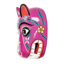 Load image into Gallery viewer, Artisan Crafted Traditional Wood Mask - Purple Maya Jaguar | NOVICA
