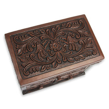 Load image into Gallery viewer, Bird Theme Hand Tooled Brown Leather Jewelry Box - Avian Haven | NOVICA
