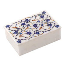 Load image into Gallery viewer, Fair Trade Marble Inlay Jewelry Box - Blue Starflowers | NOVICA
