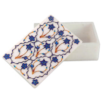 Load image into Gallery viewer, Fair Trade Marble Inlay Jewelry Box - Blue Starflowers | NOVICA
