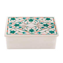 Load image into Gallery viewer, Handcrafted Marble Inlay Jewelry Box - Mughal Ivy | NOVICA
