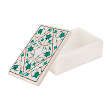 Load image into Gallery viewer, Handcrafted Marble Inlay Jewelry Box - Mughal Ivy | NOVICA
