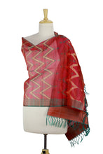 Load image into Gallery viewer, Red and Green Silk Shawl Wrap from India - Scarlet Fantasy | NOVICA

