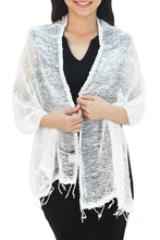 Load image into Gallery viewer, Thai White Cotton Scarf - Breezy White | NOVICA
