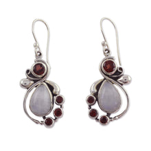 Load image into Gallery viewer, Handmade Garnet Earrings with Rainbow Moonstone - Exquisite | NOVICA
