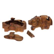 Load image into Gallery viewer, Handmade Puzzle Box - Little Pig | NOVICA

