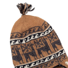 Load image into Gallery viewer, Grey and Brown Alpaca Blend Chullo Hat - Llama Shadow | NOVICA
