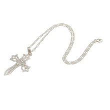 Load image into Gallery viewer, Textured Silver Floral Cross Necklace - Tulip Cross | NOVICA
