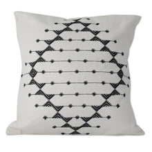 Load image into Gallery viewer, Cotton Patterned Black and Off White Cushion Covers (Pair) - Monochrome Galaxy | NOVICA
