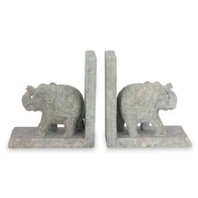 Load image into Gallery viewer, Hand Crafted Soapstone Elephant Bookend Pair - Elephant Knowledge | NOVICA
