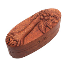 Load image into Gallery viewer, Hand Carved Wood Puzzle Box with Palm Tree - Coconut Palm | NOVICA
