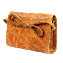Load image into Gallery viewer, Handmade Golden Brown Leather Shoulder Bag with Flap - Diva | NOVICA
