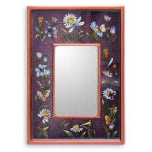 Load image into Gallery viewer, Vibrant Purple Collectible Reverse Painted Glass Mirror - Purple Meadow | NOVICA
