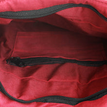 Load image into Gallery viewer, Red and Orange Striped Cotton Shoulder Bag from India - Scarlet Dawn | NOVICA
