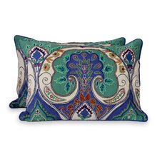 Load image into Gallery viewer, Multicolored Embroidered Cushion Covers from India (pair) - Autumn in Delhi | NOVICA
