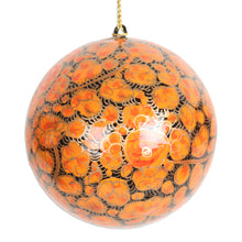 Load image into Gallery viewer, Handmade Round Floral Papier Mache Ornaments (set of 3) - Kashmiri Holiday | NOVICA
