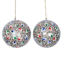 Load image into Gallery viewer, Large Papier Mache Tree Ornaments from India (pair) - Holiday Festival | NOVICA
