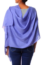 Load image into Gallery viewer, Hand Loomed 100% Wool Periwinkle Blue Wrap for Women - Periwinkle Allure | NOVICA
