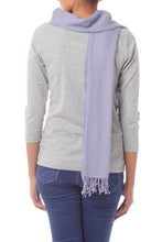 Load image into Gallery viewer, Women's Soft Gray 100% Wool Scarf Hand Loomed in India - Kashmiri Diamonds in Smoke | NOVICA
