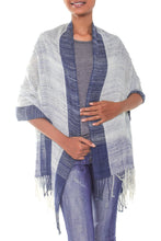 Load image into Gallery viewer, Balinese Handwoven Natural Dyes Sheer Cotton Shawl - Sheer Denim Blue | NOVICA
