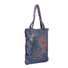 Load image into Gallery viewer, Velvet Applique Shoulder Bag with Embroidery and Sequins - Butterfly Garden | NOVICA
