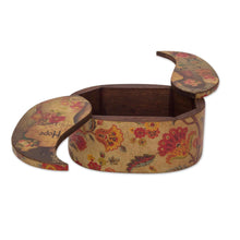 Load image into Gallery viewer, Oval Decoupage Victorian-Style Pinewood Treasure Box - Memories | NOVICA
