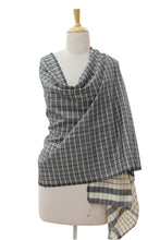 Load image into Gallery viewer, Indian Hand Woven Natural 100% Silk Shawl Wrap - Geometric Fusion | NOVICA
