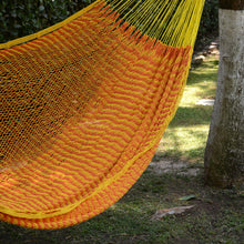 Load image into Gallery viewer, Mexican Hand Woven Yellow Cotton Hammock 400 lb Capacity - Saffron Sun | NOVICA
