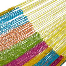 Load image into Gallery viewer, Multicolor Hand Woven Cotton Hammock Double Size - Yucatan Feast | NOVICA
