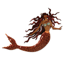 Load image into Gallery viewer, Handmade Iron and Glass Mosaic Mermaid Wall Sculpture - Ocean Queen | NOVICA
