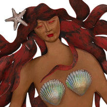 Load image into Gallery viewer, Handmade Iron and Glass Mosaic Mermaid Wall Sculpture - Ocean Queen | NOVICA
