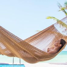 Load image into Gallery viewer, Handwoven Bronze Nylon Maya Double Hammock - Golden Sun | NOVICA
