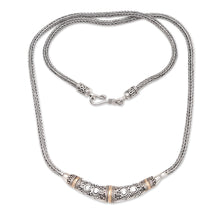 Load image into Gallery viewer, Bali Sterling Silver Chain Necklace with 18k Gold Accents - Eternal Flame | NOVICA

