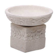 Load image into Gallery viewer, Two Piece Hand Carved Floral Stone Candleholder - Frangipani Romance | NOVICA

