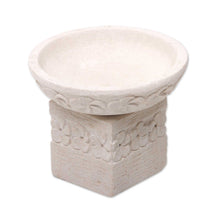Load image into Gallery viewer, Two Piece Hand Carved Floral Stone Candleholder - Frangipani Romance | NOVICA
