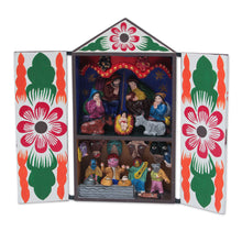Load image into Gallery viewer, Handcrafted Christmas Retablo Diorama Nativity Scene - Christmas with Musicians | NOVICA
