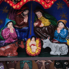 Load image into Gallery viewer, Handcrafted Christmas Retablo Diorama Nativity Scene - Christmas with Musicians | NOVICA
