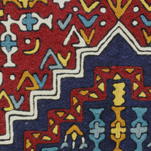 Load image into Gallery viewer, Blue and Burgundy Handcrafted Chain Stitch Wool Rug (3 x 5) - Blue Mughal Palace | NOVICA
