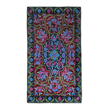 Load image into Gallery viewer, Handcrafted Floral Geometric 3 by 5 Ft Chain Stitch Rug - Kashmir Festival | NOVICA
