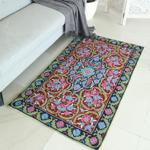 Load image into Gallery viewer, Handcrafted Floral Geometric 3 by 5 Ft Chain Stitch Rug - Kashmir Festival | NOVICA
